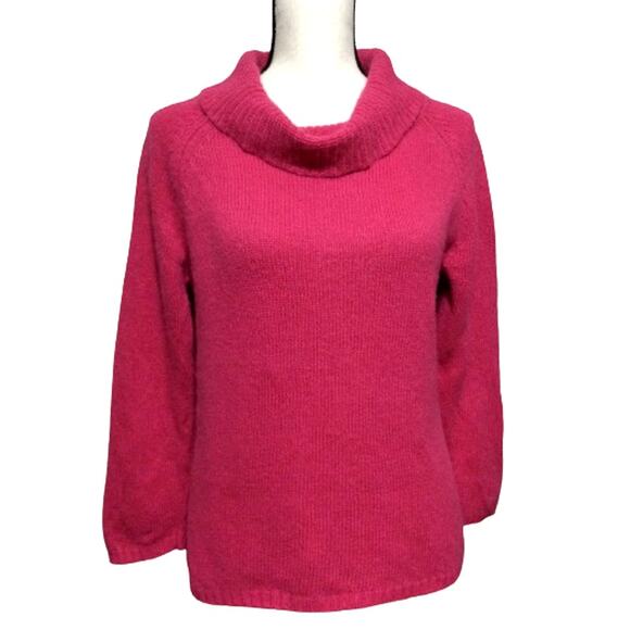 Rafaella Knit Sweater Medium Lamb Wool Angora Rabbit Cowl Neck Pink Pullover - Picture 1 of 9